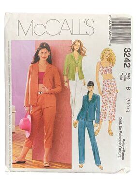 McCalls 3242 Womens Pants Shirt Sewing Pattern Size 8-10-12 Uncut